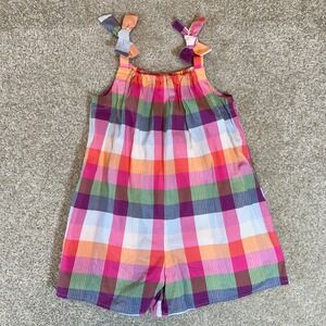 Kate Spade Target Girls Plaid Romper XS NWOT Colorful Sleeveless Tie Strap
